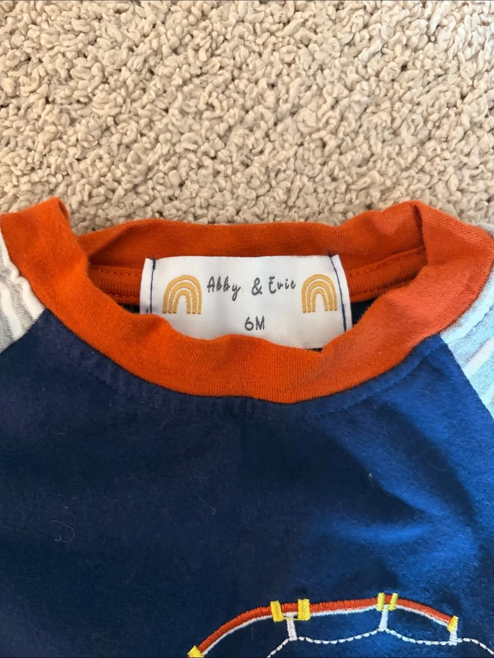 Baby One-Piece Navy Fishing Applique Romper